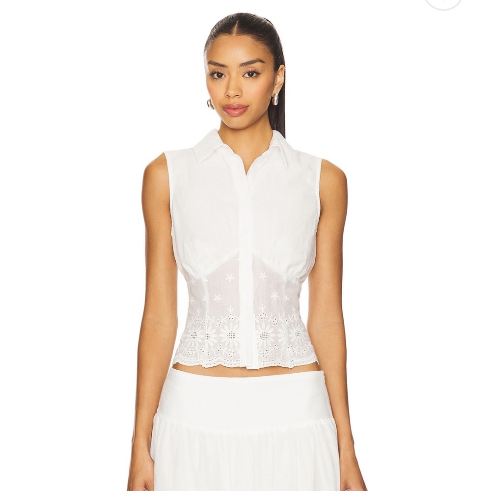 MORE TO COME White floral button up